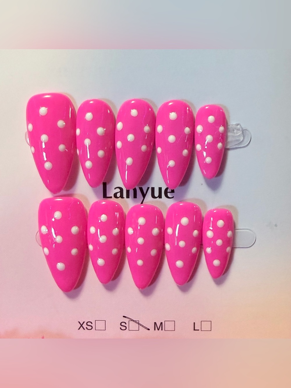 Hot Pink Polka Dot Press-On Nail Set
